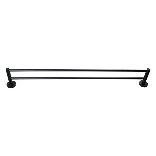 Euro Pin Lever Round Black Double Towel Rack Rail 790 Mm