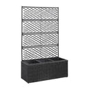 Trellis Raised Bed With 3 Pots 83X30X130 Cm Poly Rattan