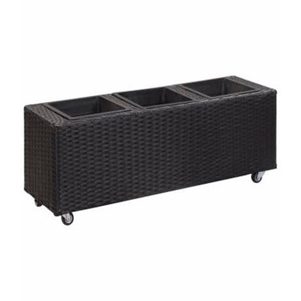 Garden Raised Bed With 3 Pots 100X30X36 Cm Poly Rattan