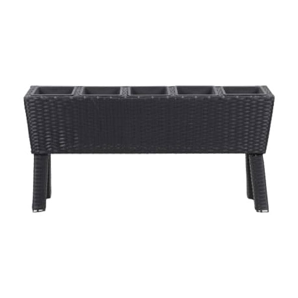 Garden Raised Bed With Legs And 5 Pots 118X25X50 Cm Poly Rattan