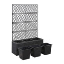 Trellis Raised Bed With 3 Pots 83X30X130 Cm Poly Rattan