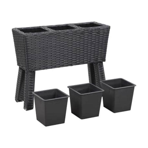 Garden Raised Bed With Legs And 3 Pots 72X25X50 Cm Poly Rattan
