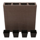 Garden Raised Bed With 4 Pots 2 Pcs Poly Rattan Brown