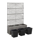 Trellis Raised Bed With 3 Pots 83X30X130 Cm Poly Rattan