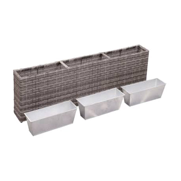 Garden Raised Bed With 3 Pots 150X20X40 Cm Poly Rattan