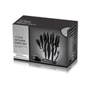 Kitchen 17 Pc Knife Set With Block And Sharpener Bread Steak Knives