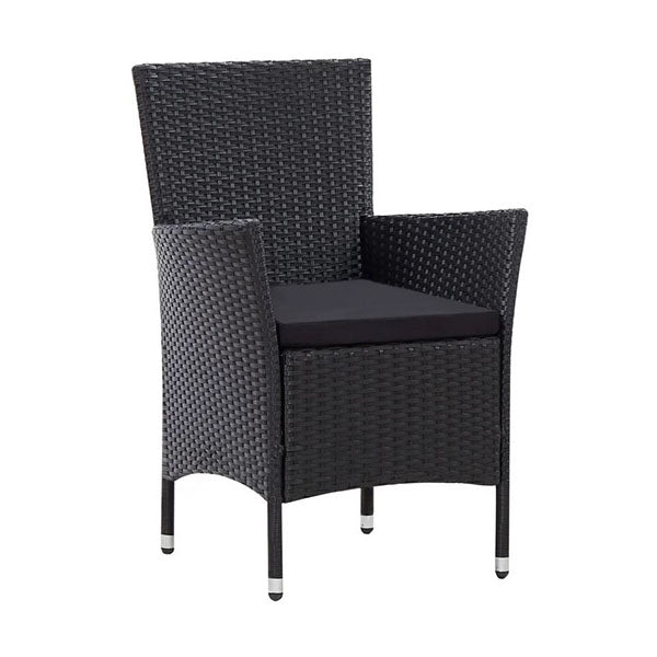 7 Piece Outdoor Dining Set Pe Rattan Weather Resistant Black