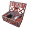 4 Person Picnic Basket Red Handle Outdoor