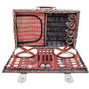 4 Person Picnic Basket Red Handle Outdoor