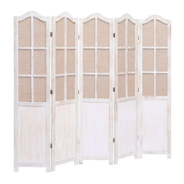 5 Panel Room Divider White 175X165 Cm Fabric