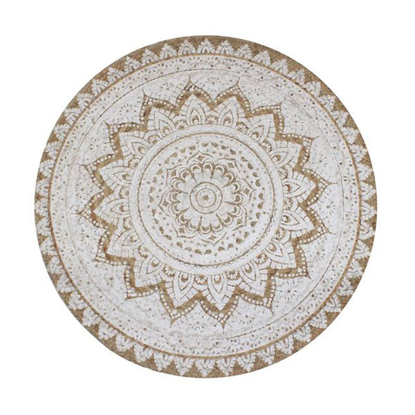 Area Rug Braided Jute Printed Round