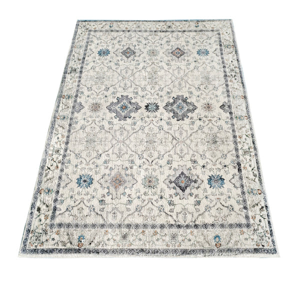 Soft And Plush Traditional Oriental Multicolour Ivory Distressed Rug
