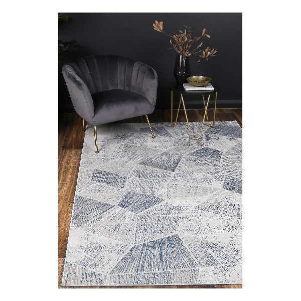 Isaiah Grey Blue Tiled Geometric Rug