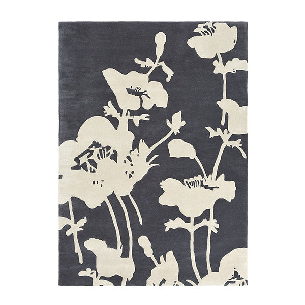 Floral Charcoal Contemporary Hand Tufted Rug 280X200 Cm
