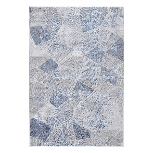 Isaiah Grey Blue Tiled Geometric Rug