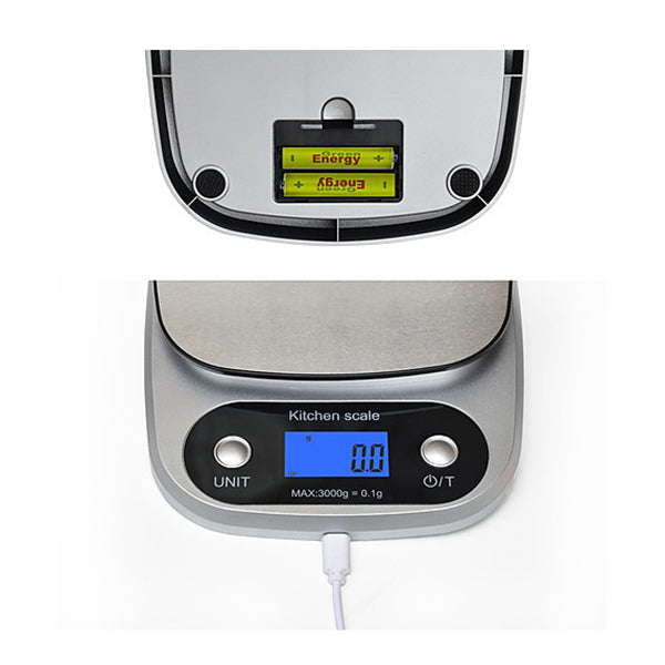 High Precision Kitchen Scale Rechargeable Food Scale Digital 3Kg