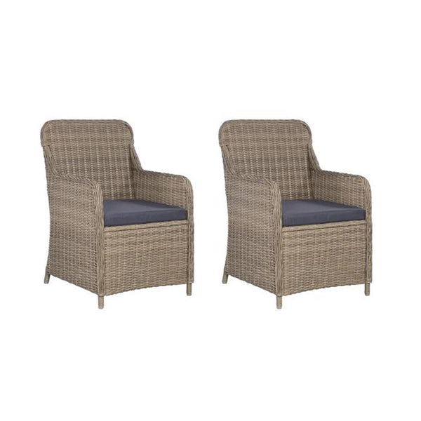 Outdoor Armchairs With Cushions 2 Pcs Poly Rattan Brown And Dark Grey
