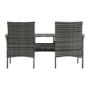 2 Seater Garden Sofa With Tea Table Poly Rattan Anthracite