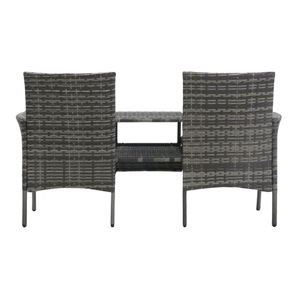 2 Seater Garden Sofa With Tea Table Poly Rattan Anthracite