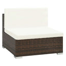 6 Piece Garden Lounge Set With Cream White Cushions Poly Rattan