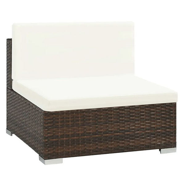 6 Piece Garden Lounge Set With Cream White Cushions Poly Rattan