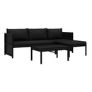 3 Piece Garden Lounge Set With Cushions Pe Rattan Black