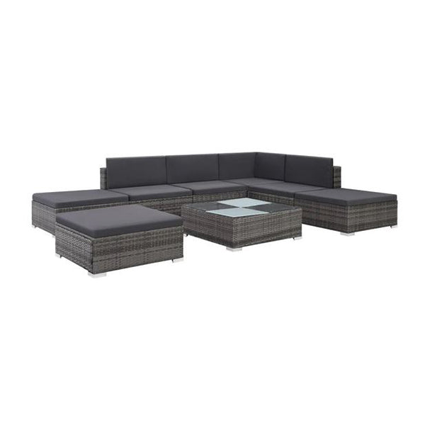 8 Piece Garden Lounge Set With Cushions Pe Rattan Grey And Dark Grey