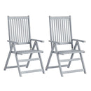 Garden Reclining Chairs 2 Pcs Grey Solid Acacia Wood