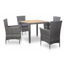 5 Piece Outdoor Dining Set With Cushions Rattan Grey