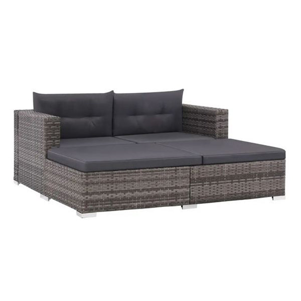 3 Piece Garden Lounge Set With Cushions Pe Rattan Grey And Dark Grey