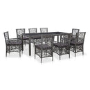 9 Piece Outdoor Dining Set Pe Rattan Grey