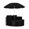 Garden Bed With Parasol Poly Rattan Black