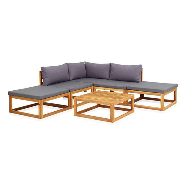 6 Piece Garden Lounge Set With Cushions Solid Acacia Wood Oil Finish