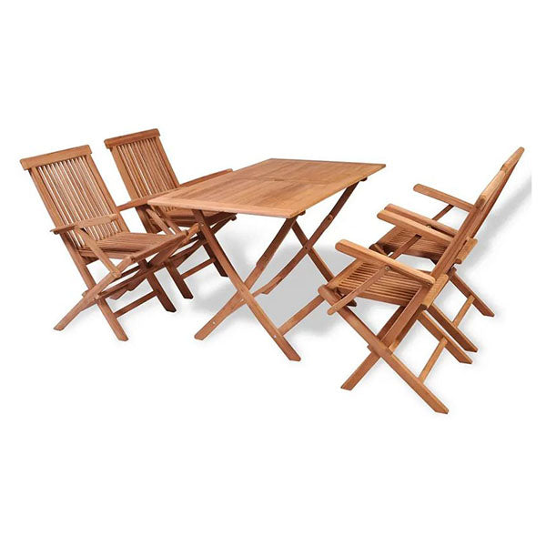 5 Piece Garden Dining Set Solid Teak Wood With Waterbase Finish