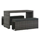 3 Piece Outdoor Dining Set With Cushions Pe Rattan Grey