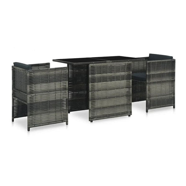 3 Piece Bistro Set With Cushions Poly Rattan Grey And Anthracite