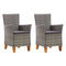 Garden Chairs 2 Pcs With Cushions Pe Rattan Grey