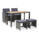 5 Piece Outdoor Dining Set Poly Rattan And Acacia Wood Anthracite