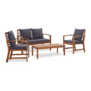 4 Piece Garden Lounge Set With Dark Grey Cushions Acacia Wood