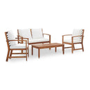 4 Piece Garden Lounge Set With Cushions Solid Acacia Wood Oil Finish