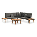 4 Piece Garden Lounge Set With Dark Grey Cushions Solid Acacia Wood