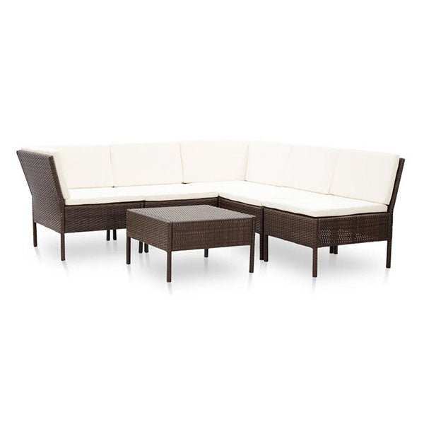6 Piece Garden Lounge Set With Cushions Polyethylene Rattan