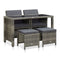 5 Piece Outdoor Dining Set With Grey Cushions Pe Rattan
