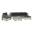 6 Piece Garden Lounge Set With Grey Cushions Poly Rattan