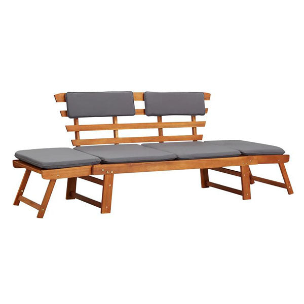 2 In 1 Garden Daybed With Cushion 190 Cm Solid Acacia Wood