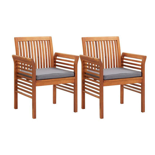 Garden Dining Chairs With Cushions 2 Pieces Solid Acacia Wood
