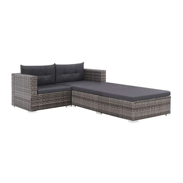 3 Piece Garden Lounge Set With Cushions Pe Rattan Grey And Dark Grey