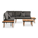 4 Piece Garden Lounge Set With Dark Grey Cushions Solid Acacia Wood