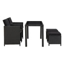 5 Piece Outdoor Dining Set With Black Cushions Pe Rattan