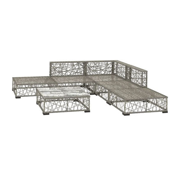 6 Piece Garden Lounge Set With Dark Grey Cushions Pe Rattan Grey